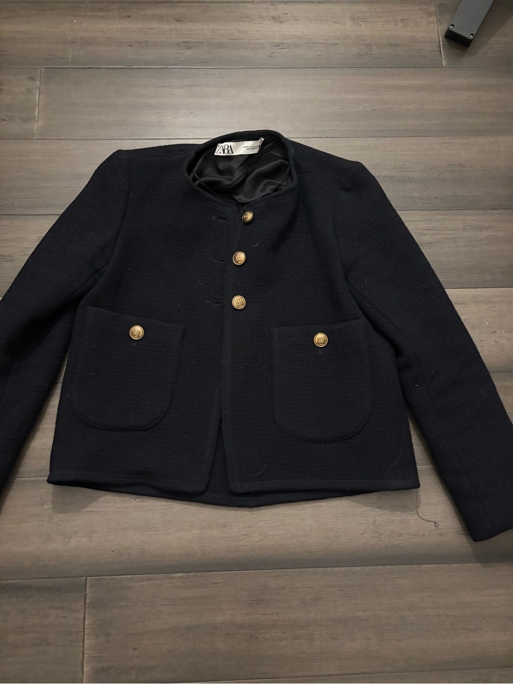Zara Tweed Gold-Button Jacket XS Petite